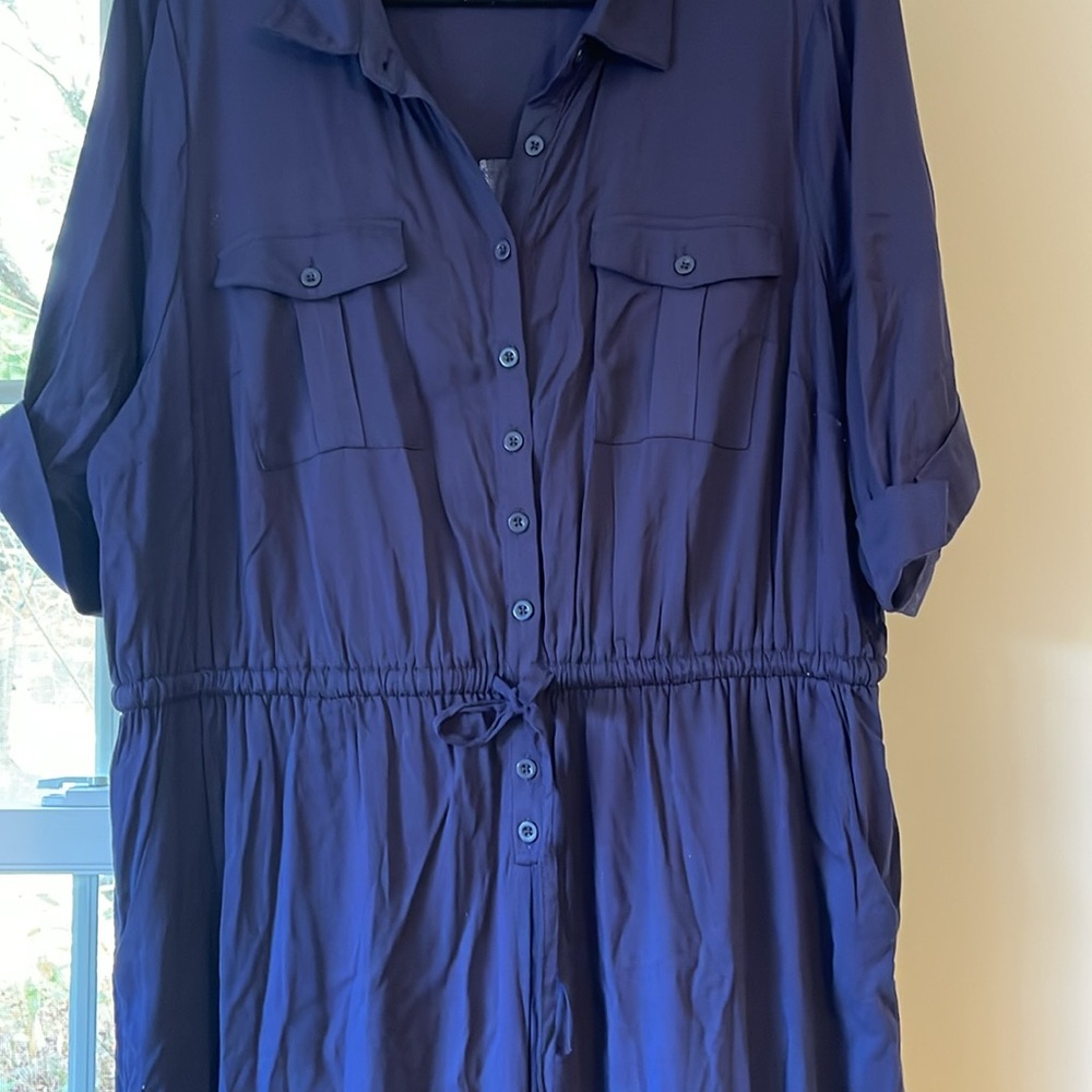 Torrid Navy Button Front Romper Pantsuit 2X 18-20 - Picture 4 of 10